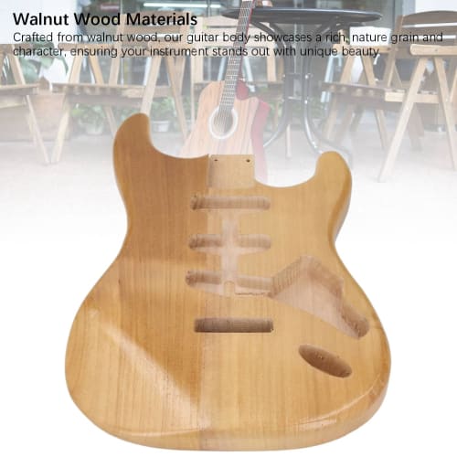Asixxsix Unfinished Guitar Body, Walnut Wood Electric Guitar Body/Barrel Replacement Part, Unfinished Electric Guitar Body/Barrel, Blank Guitar Barrel