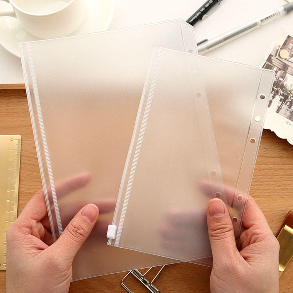 1/5PCS New Plastic Loose-leaf PVC Storage Pouch Bag Matte Clear Zip Lock