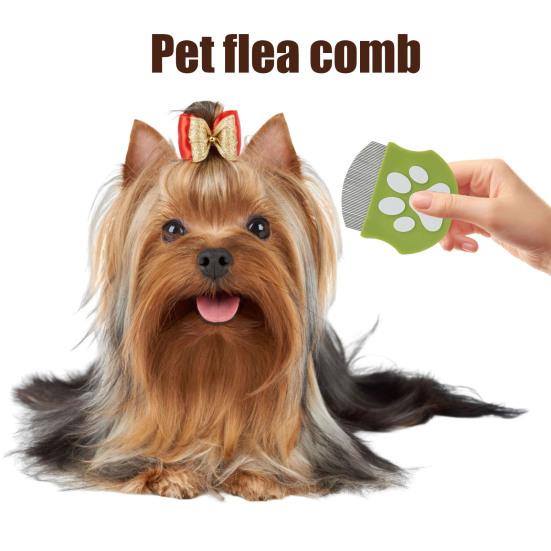 Расческа от блох для домашних животных, инструмент для удаления пятен от слез у домашних животных, расческа из нержавеющей стали для ухода за собаками и кошками с закругленными зубцами для мелких, средних и крупных домашних животных