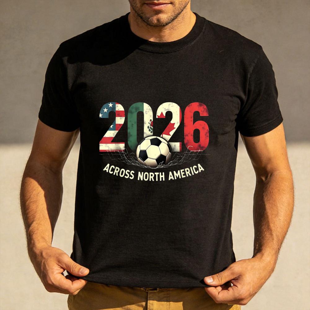 2026 Across North America Soccer Graphic T Shirt Unisex Cotton Short Sleeve Soccer Fan Soccer Party Supplies Casual Daily Outfit