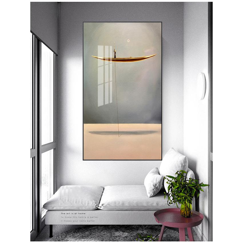 Принт Скандинавская Настенная Картина Декор в Гостиную Золотая Лодка Абстрактная Холст Картина Минималистичный Пейзаж Плакат