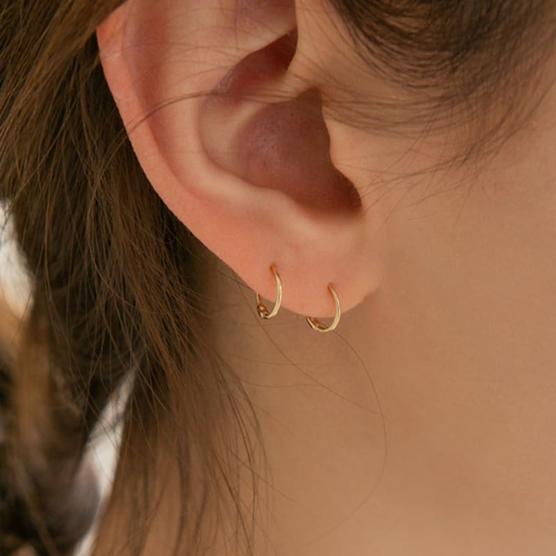 LUNNE 14k Ежедневные серьги-кольца с застежкой-щелчком (14-каратное золото) #ER01