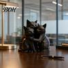 Animal Shape Sculpture 3D Printed Black Cat Figurine, Three Hugging Geometric Statue, Artistic Modern for Home Office Bookshelf Statue