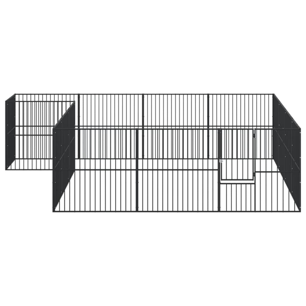 16 Piece Dog Run Enclosure Black Galvanized Steel