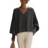 Womens V-Neck Solid Color Sweater Casual Long Sleeve Knit Top Winter
