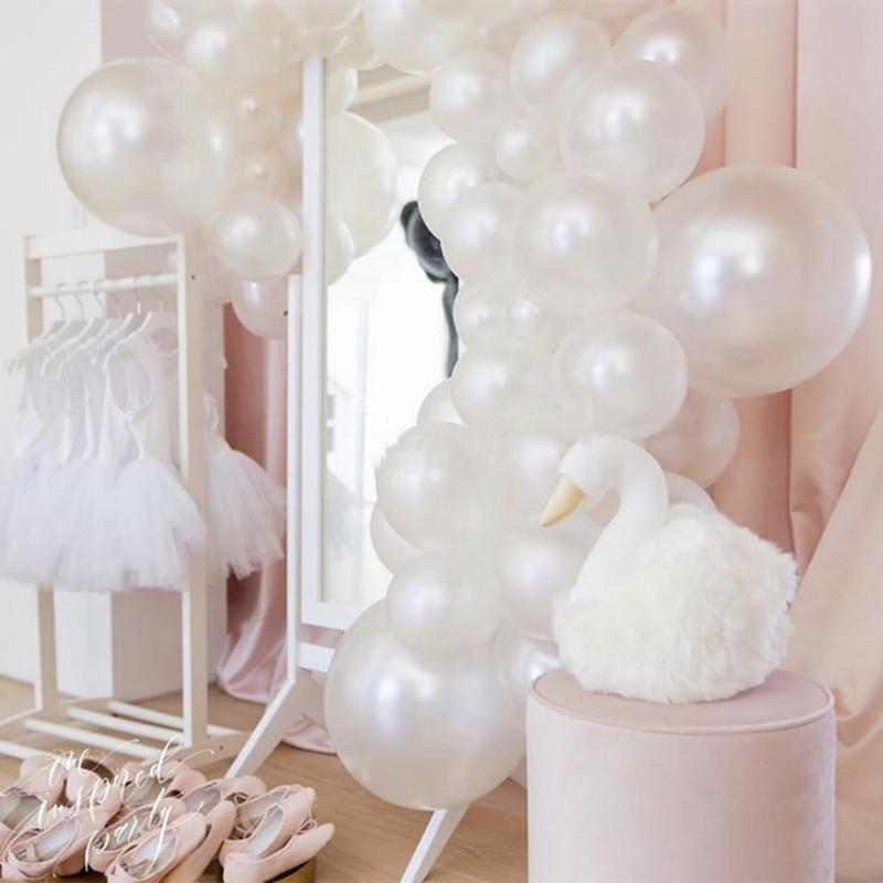 5/10/12inch Milky White Pearl Balloon Wedding Decoration Hawaiian Pearlescent White Balloons Garland Decor Birthday Party Toy