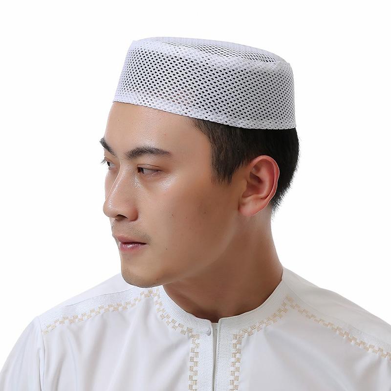 1Pc Muslim Prayer Hat Breathable Ethnic Hats Mesh Men Summer
