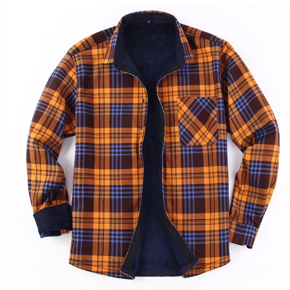 Американский размер Мужская рубашка с длинным рукавом Осень Зима Теплая Плюс Флис Утолщенная Клетка Большой размер Мода Не требующая глажки