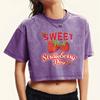 Sweet Strawberry Day Prints Washed Crop T Shirts Women Fashion Street T-Shirt Fitness Summer Short Sleeve Cotton Top