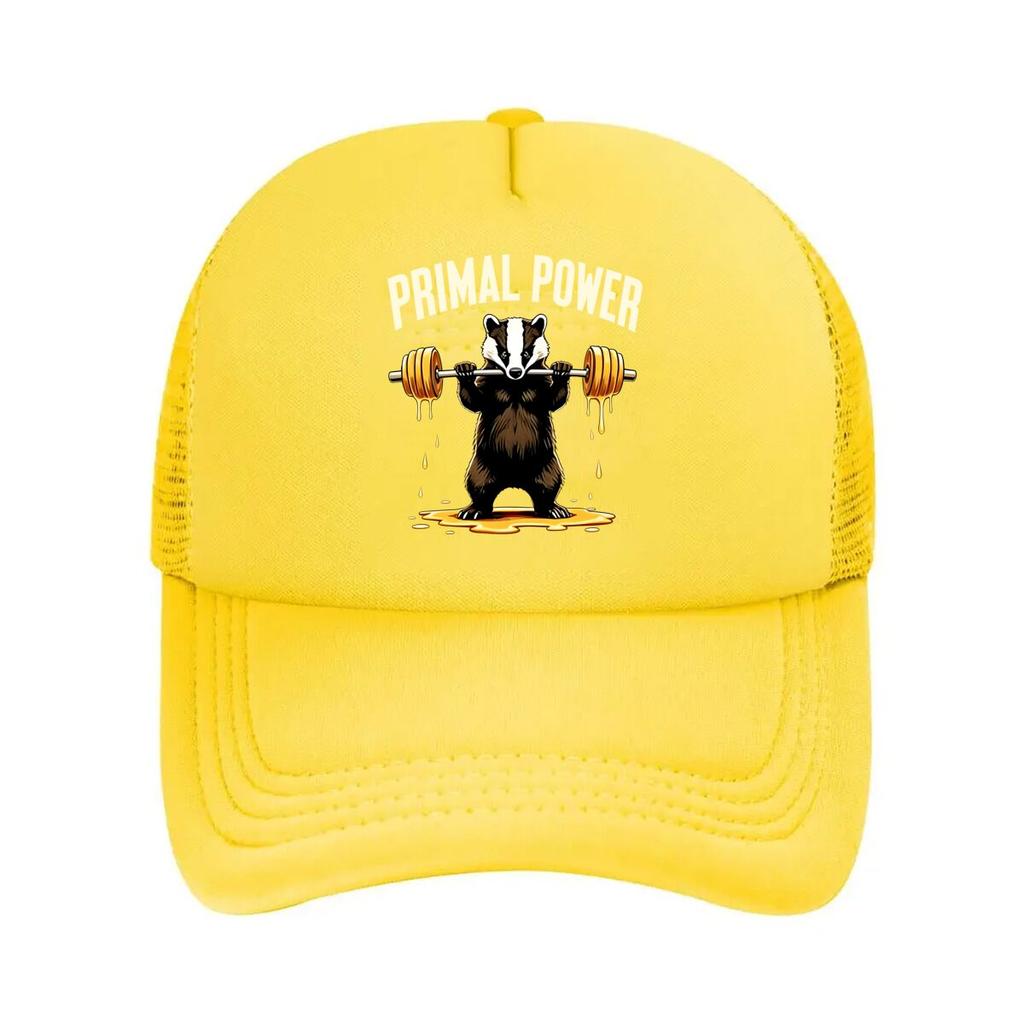 Original Power Honey Barbell Graffiti Print Outdoor Sports Sunshade Hat Mesh Baseball Cap Dad Hat Hip Hop Snapback Cap