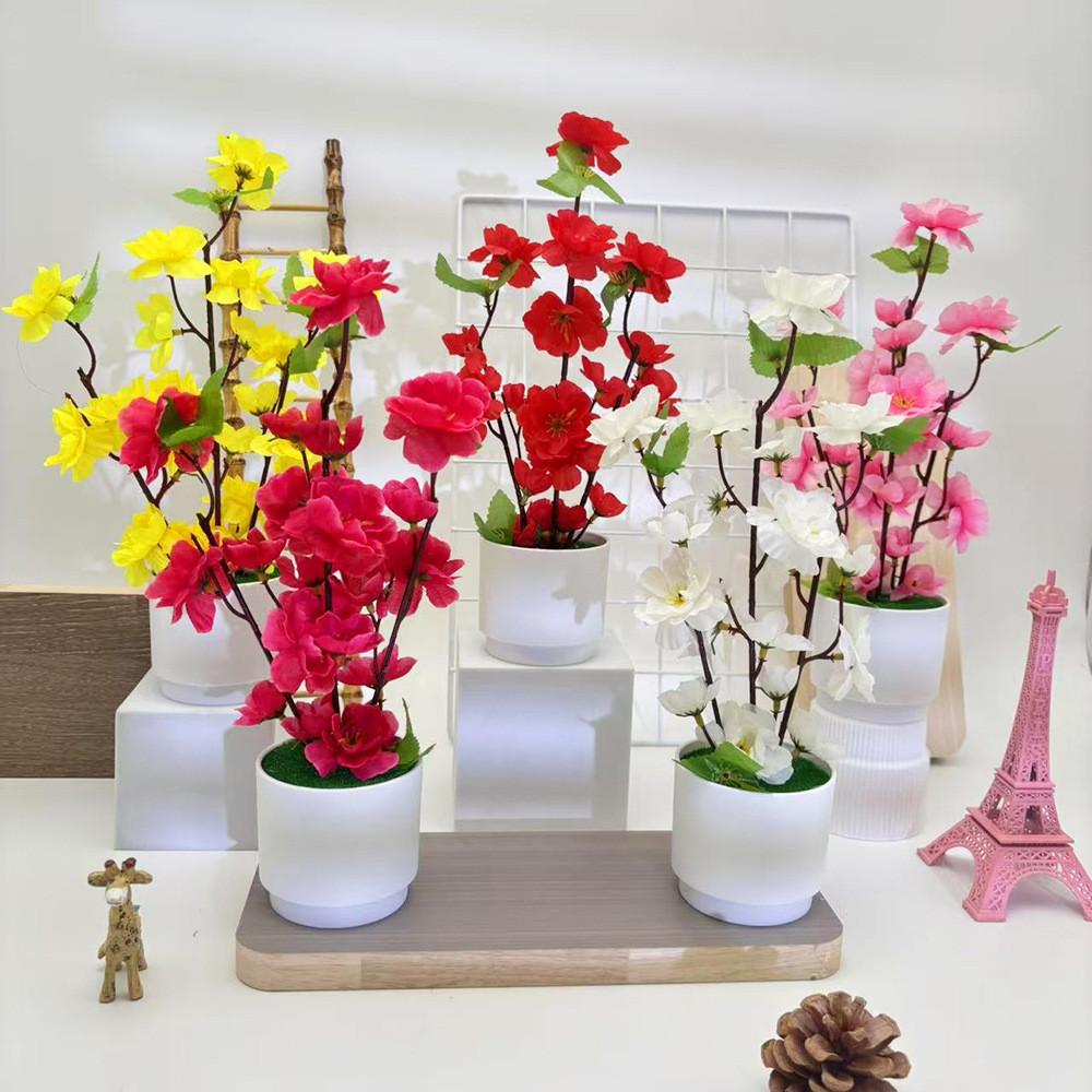 Fake Peach Blossom Plant With Realistic Texture For Outdoor Garden And Home Decor