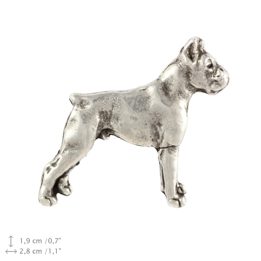 Boxer, German Boxer II  - Silver-plated dog brooch, elegant pin, jacket lapel decoration by Art-Dog brand