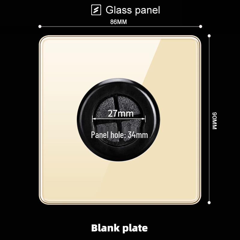 Hong Kong & Macau 13A British Socket with USB Fast Charging, Type-C, Gold Glass Panel, Three-Hole Square Pin
