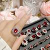 Luxury Colored Gemstone S925 Sterling Silver Silver Plated Inlaid Ring Ladies Medieval Design Noble Zircon Evening Banquet