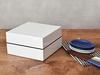 Tableware East Japanese Modern Hors d'oeuvre Square Two-Tiered Box, 18cm, White, with Dividers
