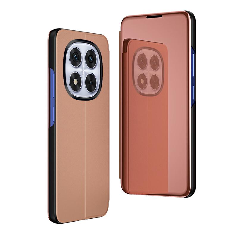 Чехол для Xiaomi Poco X7 5G Прозрачный Зеркальный Жесткий ПК Кожаная Задняя Крышка для PocoX7 Poko Pocco Little X7 X 7 Полный Защитник Флип Funda