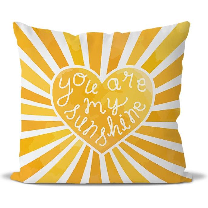 Yellow Bedroom Decor Sun Sunshine You Are My Sunshine Summer Throw Pillow Covers,Sun Kids Teens Girls Room Classroom Decor Heart Cloud Lumber