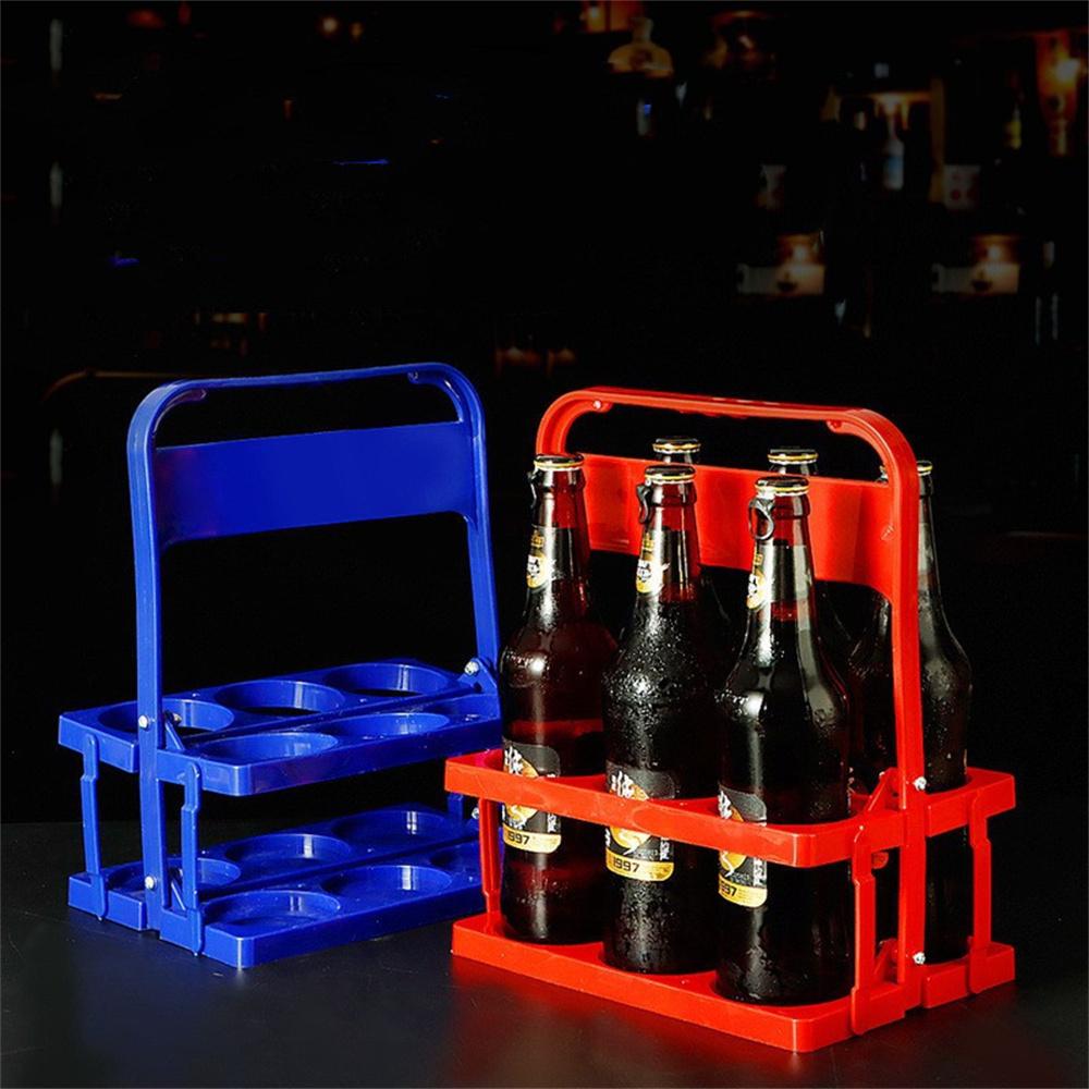 Винтажный Пластиковый Держатель для Бутылок Молока и Сока 6 Отверстий Складной Переноска для Напитков Пикник Пиво Декор Вечеринка Бар Хранение Ликеров Вина Стеллаж