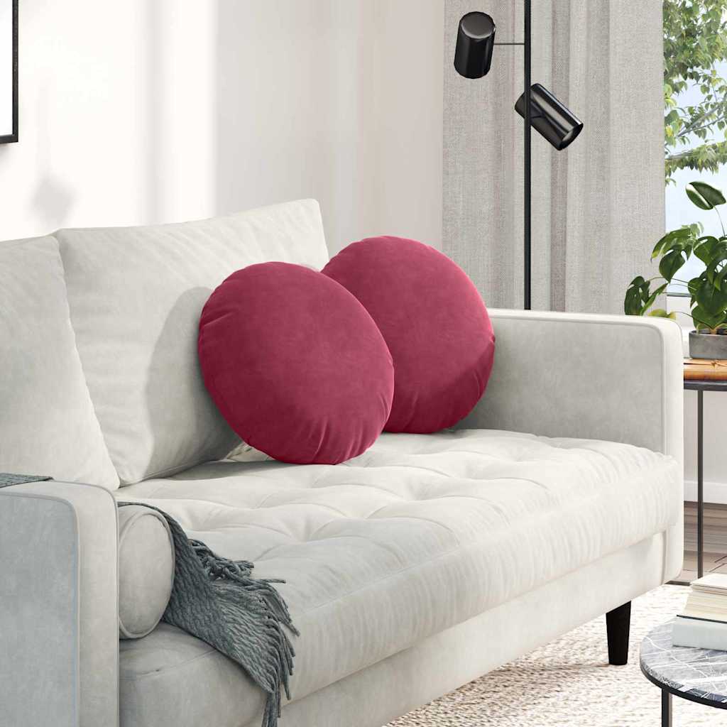 Seat Cushion Set 2 Pieces Burgundy Ø 40 x 13 cm Velvet
