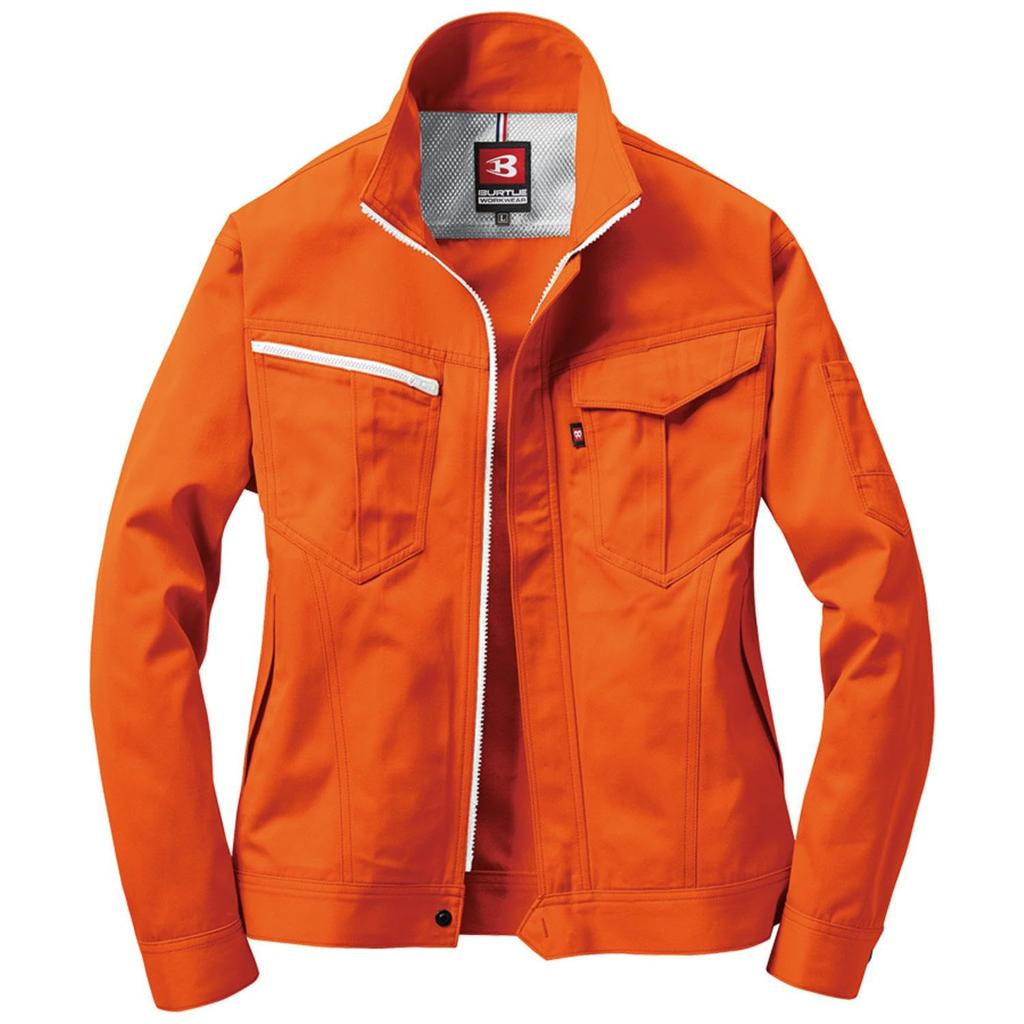 BURTLE 6081 Men's Work Jacket, Spring/Summer Lightweight Twill, Anti-Static, Breathable Norfolk Back, Orange, Size LL (6081-84-LL)