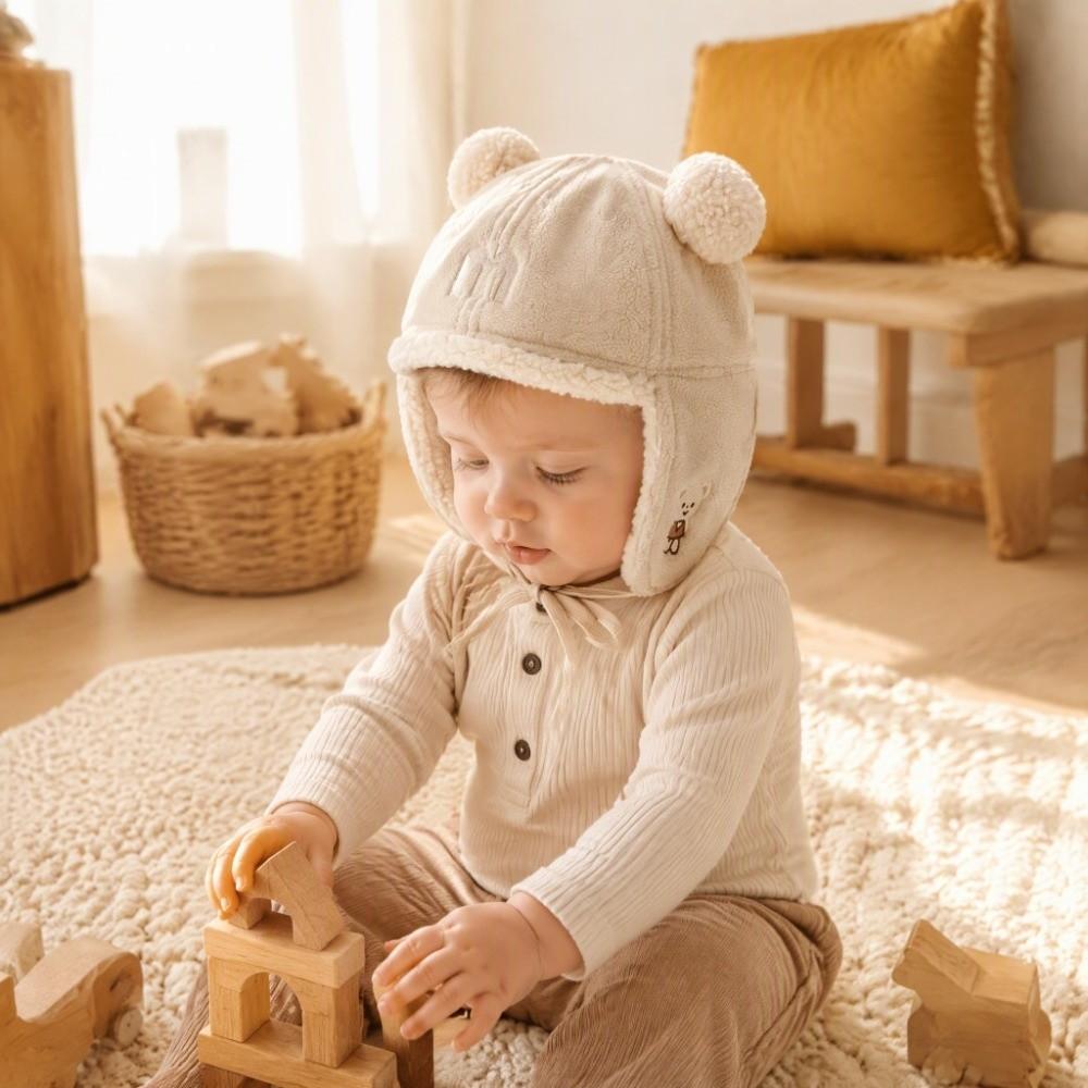 Plush Trapper Hat Letter Print Winter Cap Cute Plush Hat Daily Wear