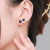 Natural Black Agate Stud Earrings 925 Sterling Silver Round Daily Hypoallergenic Earring 4mm 5mm 6mm Jewelry For Women