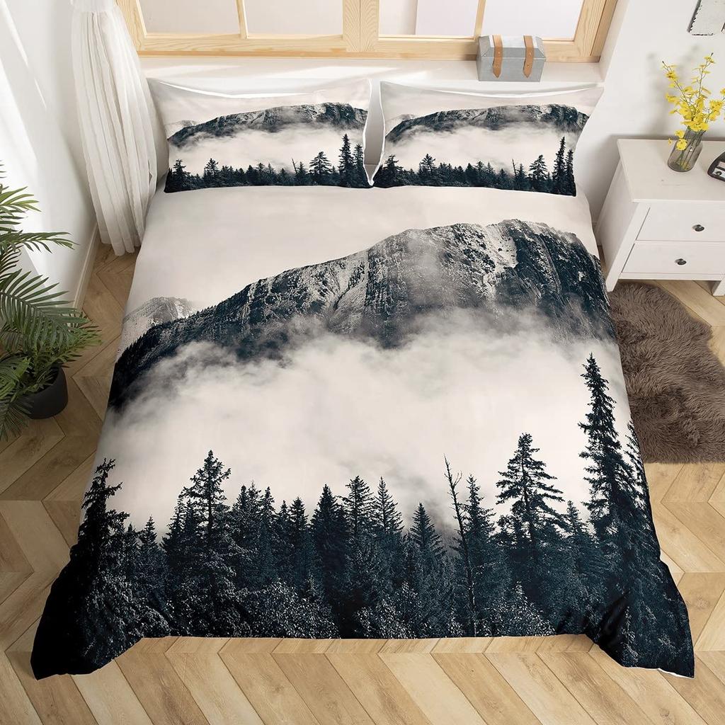 Комплект пододеяльника Snow Mountain Iceberg Sunrise Sunset Постельное белье Микрофибра Зима Природный пейзаж Пододеяльник Односпальный Кинг-сайз