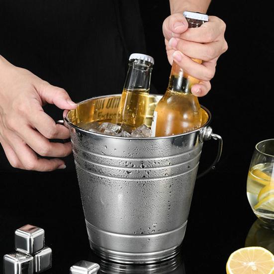 Yousheng Stainless Steel Ice Bucket, with Handle Portable Beverage Tub, Mirror Polished Durable Ice Tub, for Bars Parties KTV Beverage