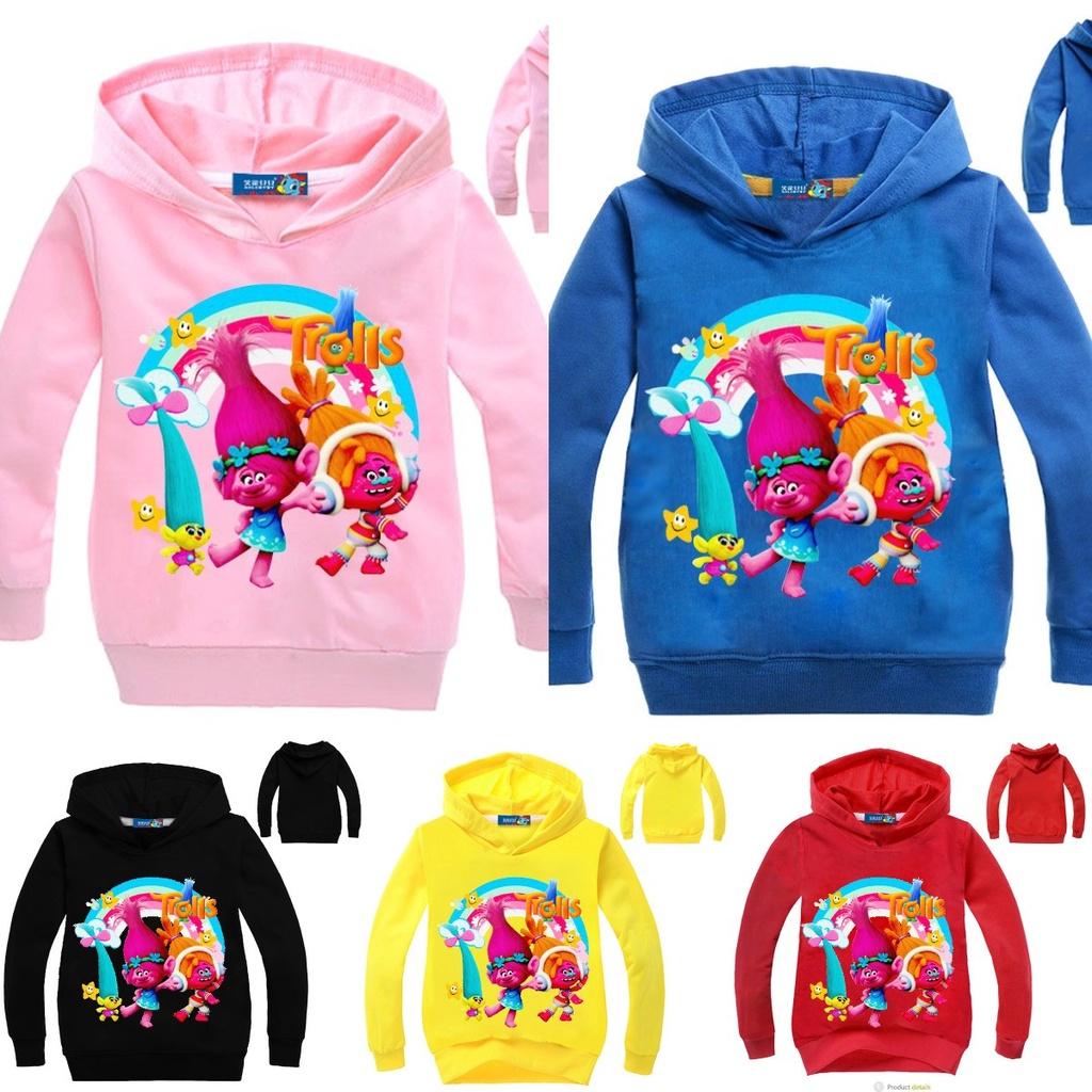 Kids Trolls Print Hoodie Cotton Pullovers Coat Jacket Gift Yrs