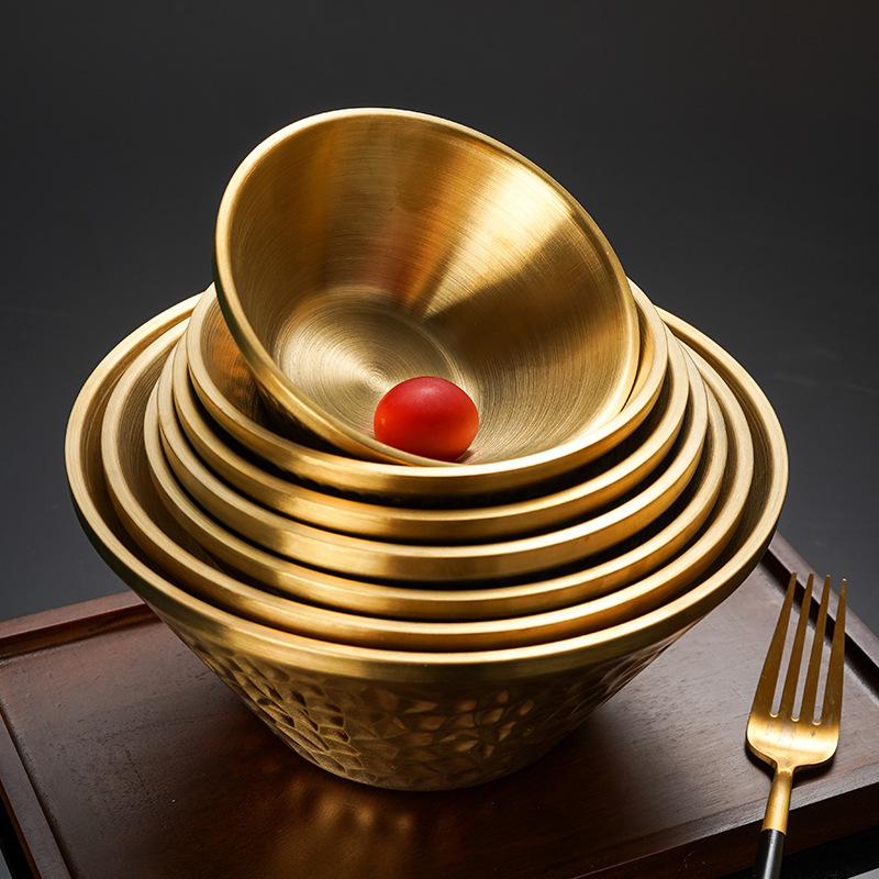 Креативная корейская миска для лапши рамен из нержавеющей стали, столовая посуда для салата, фруктов, миски для смешивания, двухслойная теплоизоляция