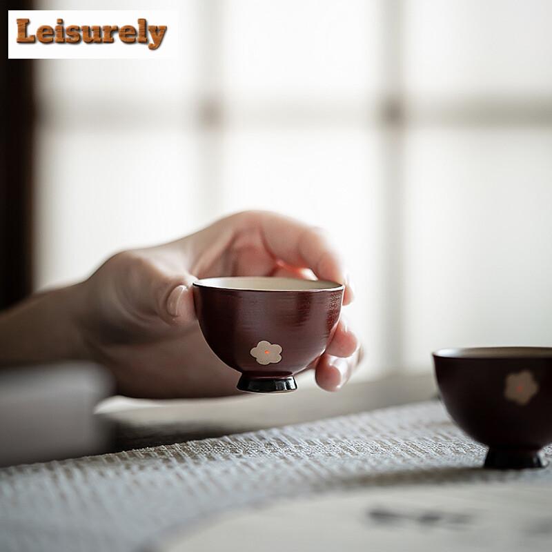 2 шт./набор ретро порошок Инь боярышник красная чайная чашка расписанная вручную маленькая цветочная чашка полумесяц чашка ароматизатор чайный набор 30 мл