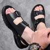 Fashion 2024 Summer Outdoor Beach Sandals Genuine Leather Men Sandals Slippers Two Wear Non-slip Bottom Casual Business Sandals for Men
