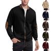 Men's Solid Color Corduroy Zipper Jacket Men's Sports Large Size Casual Jacket