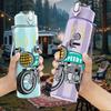 1PC Retro Old Motorcycle Bike 750ml Color Plastic Sports Water Bottle Leakproof Flip Straw Lid Suitable for Sports Office Home Use