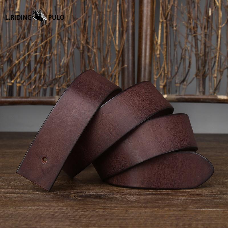 Кожаный ремень без пряжки для мужчин, Пряжка-штифт из натуральной кожи, Верхний слой из чистой коровьей кожи, Ретро матовая модная полоска для ремня