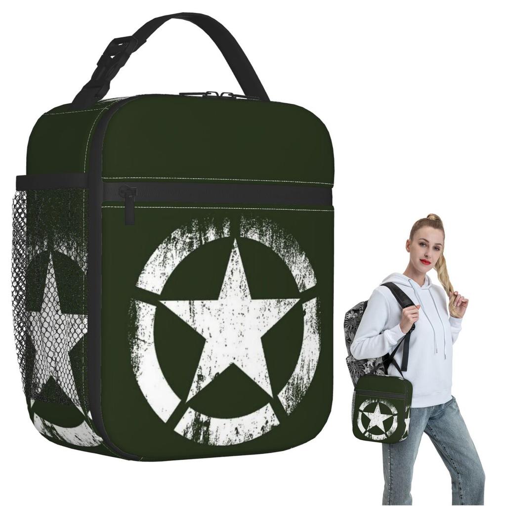 America Army Military Star Insulated Lunch Bag for Women Kids Portable Food Boxes Thermal Lunch Box Tote