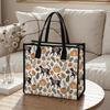 Autumn Cat Pumpkin Printed Canvas Tote Bag Casual Daily Shoulder Handbag for Shopping Travel