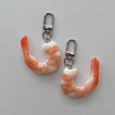 Брелки из ПВХ с имитацией мяса креветок, креативный брелок с едой для женщин, подвеска на сумку, новинка, забавное украшение для сцены, подарок на вечеринку