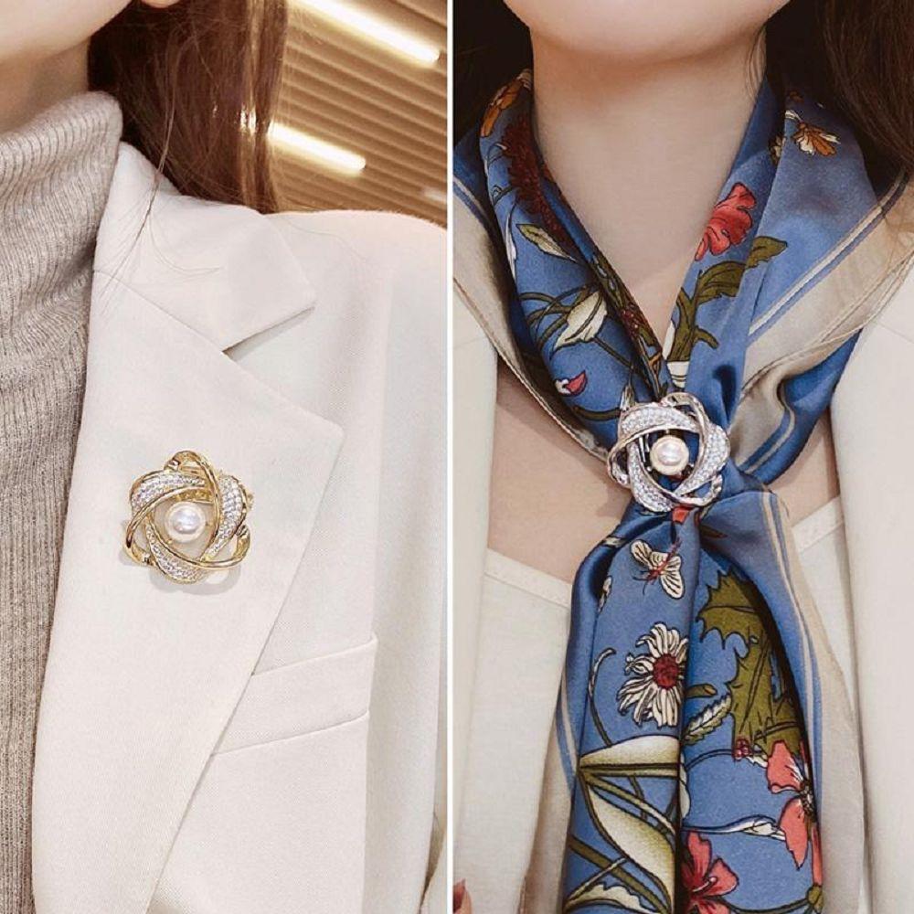 Модная бижутерия Стразы Женская пряжка для шарфа Зажим для шали Броши в корейском стиле Кольцо для шарфа