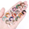 DIY Pendant Gold-Plated Edging Crescent Horn Design Natural Imitation Crystals Jade Necklace Bracelet Earrings Charm DIY Jewelry Making