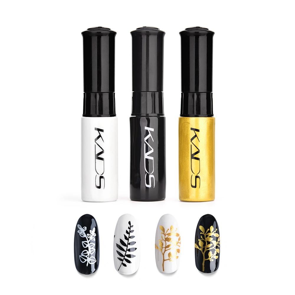 kads 3 шт./компл. лак для стемпинга ногтей, цветной белый, золотой, черный, серебряный лак для печати, лак для дизайна ногтей, ручка для маникюра, лак
