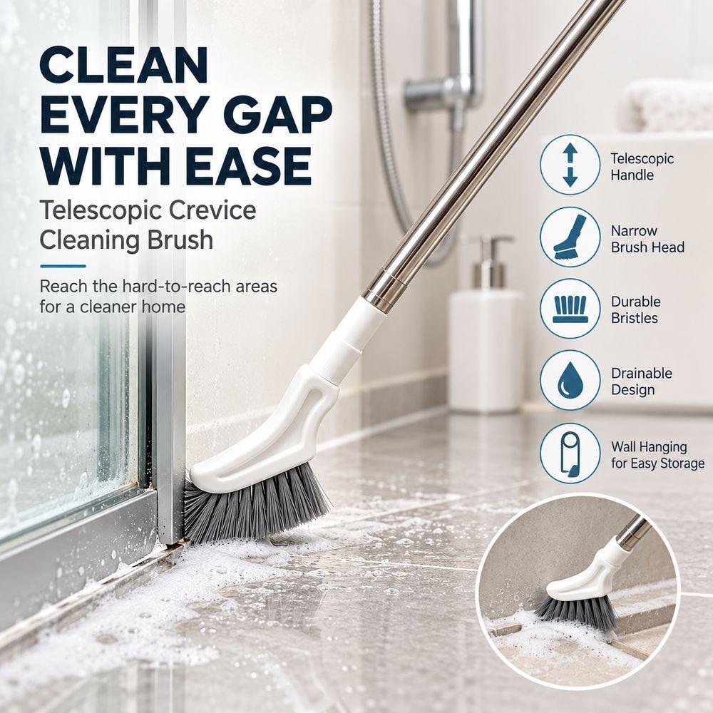 Narrow Head Extendable Cleaning Brush Gap Cleaning Brush for Home Kitchen Toilet Shower