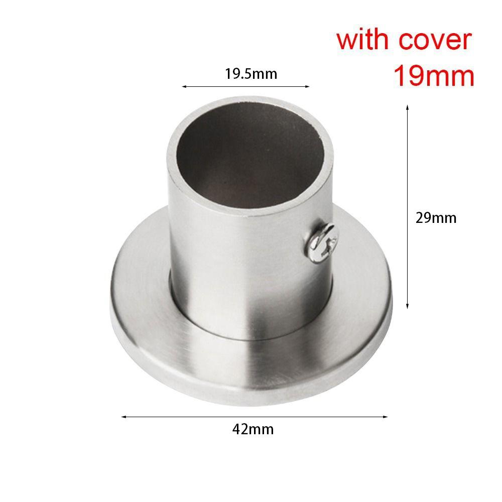 Steel Closet Pole Sockets with Cover Rod Holder Tube Bracket Closet Flange Hang Rod Support
