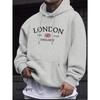 London Fashion Print Hoodies for Men Casual Casual Sweatshirt Kangaroo Pocket Long Sleeve Autumn Winter Simple Hoodies & Sweatshirts Men’s