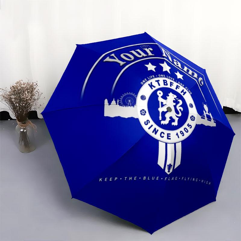 1 шт. Автоматический складной зонт - Chelsea F Индивидуальный узор с именем, Портативный и складной дизайн с 8 спицами, Рождественские и Новогодние подарки