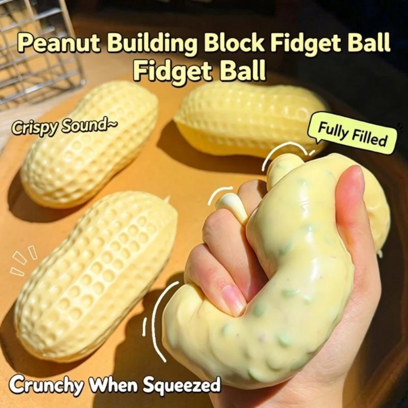 1Pcs ASMR Crunchy Peanut Squeeze Stress Ball Portable Fidget Toy for Outdoor Camping Stress Relief Party Favors Kids Gifts