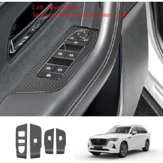 LHD RHD For Mazda cx60 -2024 CX-90 CX-80 2024 2025 ABS Carbon Inner Door Handle Bowl Cover Trim Window Switch Button trims