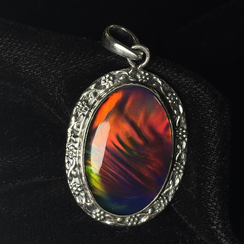 Natural Opal Pendant 50 ct Multicolor Oval Cut 925 Sterling Silver October Birthday Birthstone