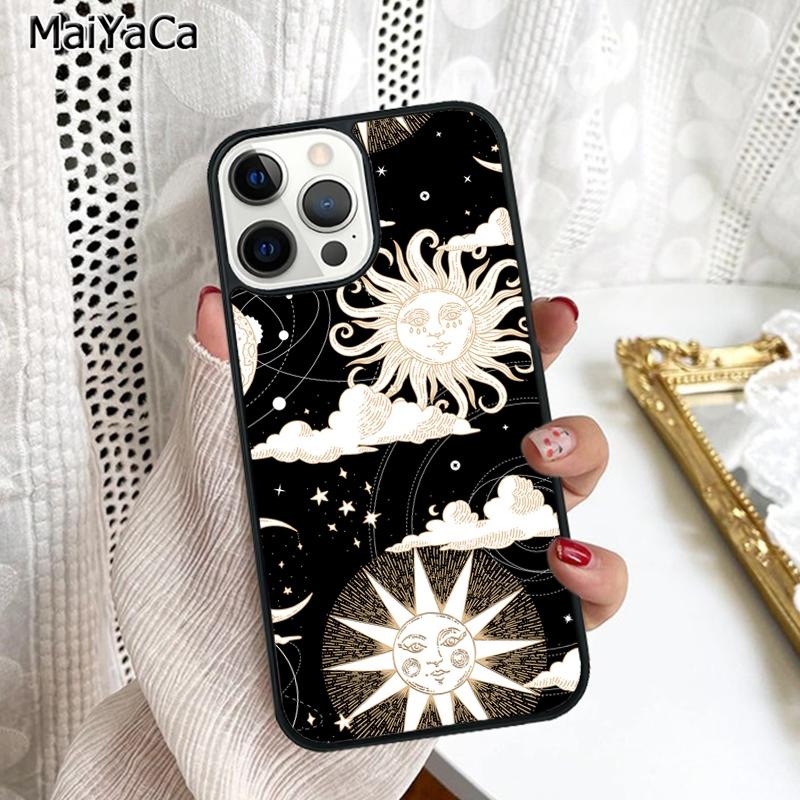 Астрологический чехол для телефона 'Солнце Луна Звезда' для iPhone 17 Air 16 16e 15 plus 11 12 13 14 pro max