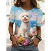 Summer Fashion Women's  Kawaii Animal Stylish Printed Casual Short Sleeve Crew Neck Tees Round Neck Regular